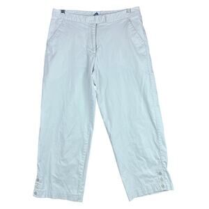 Adidas Womens Pants Beige Mid Rise Button Hem Accent Capri Stretch 10